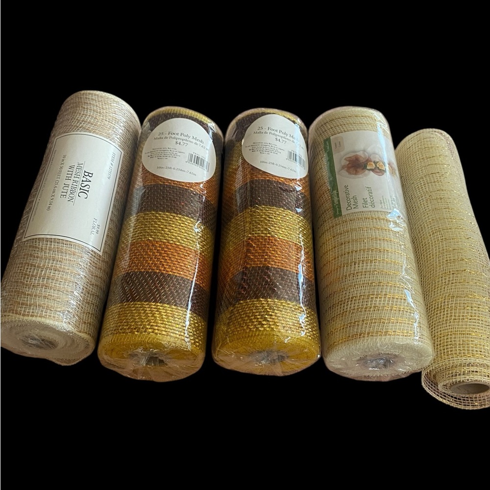 Crafter’s Mesh Ribbon Lot 4 Halloween Wreaths Fall Colors Autumn 10x 10 25 & 30